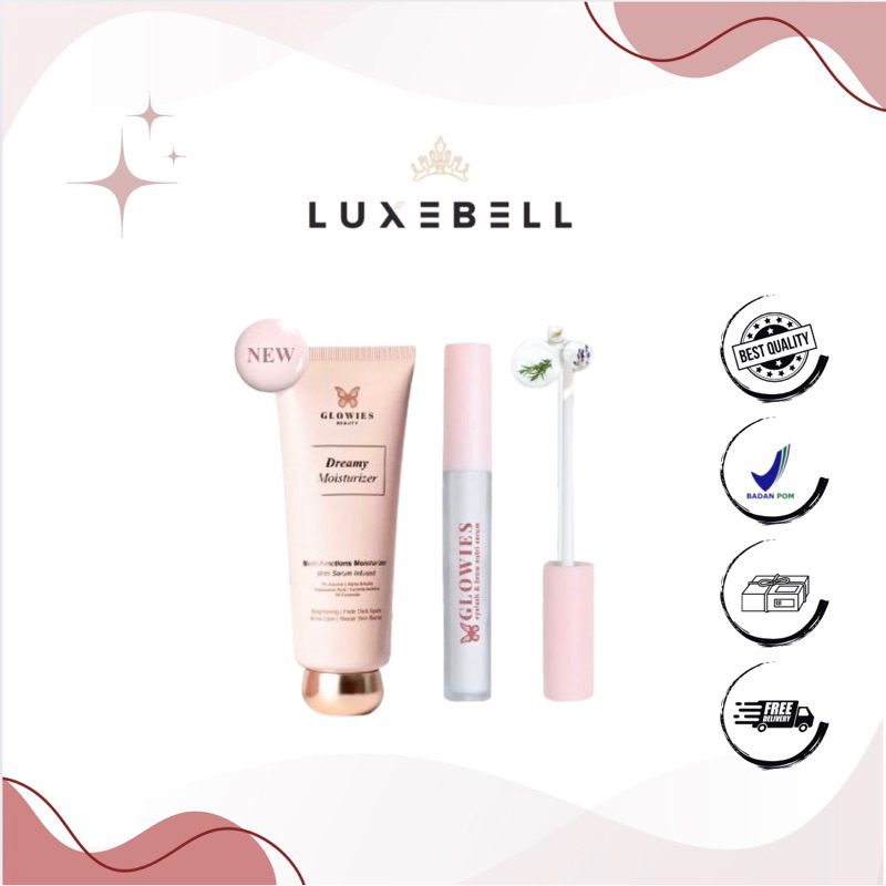 GLOWIES BEAUTY |Moisturizer Glowies Beauty 80 ml & Serum Alis dan Bulu Mata 4 ml | Water Based Serum
