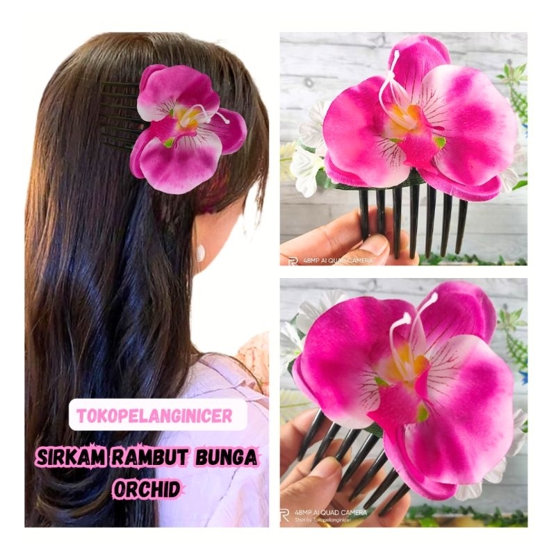 KUALITAS SUPER SIRKAM BUNGA  Anggrek  kekinian Tokopelanginicer -Orchid Hair Clip-Sirkam Orchid