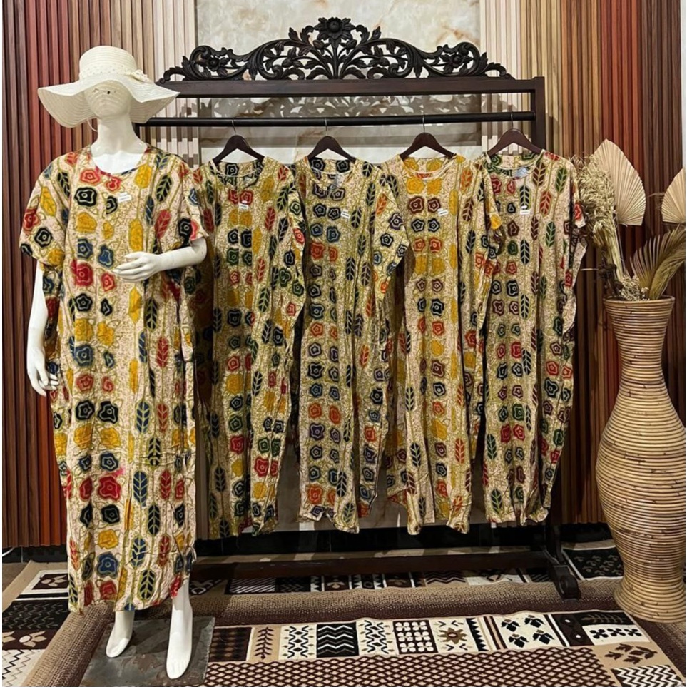 Long Dress Kelelawar Batik Cap Malaman Rayon Daster Kalong Model Terbaru Kain Halus Nyaman