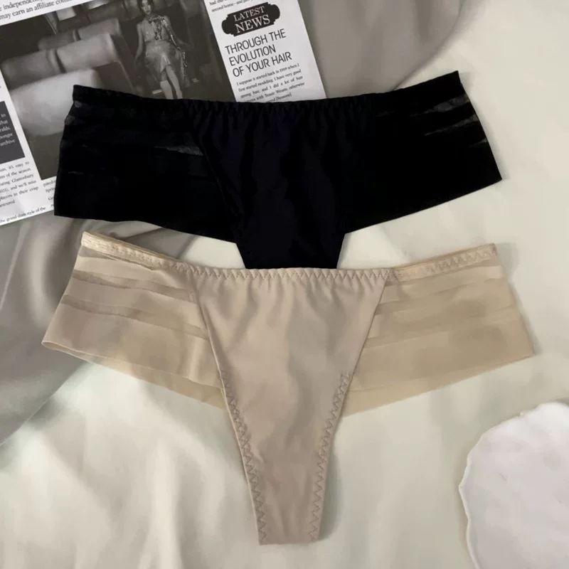 Pamela Panties CD Celana Dalam Wanita Seamless Panty Thong Sexy Hot Icesilk Lembut Thong Garis Trans