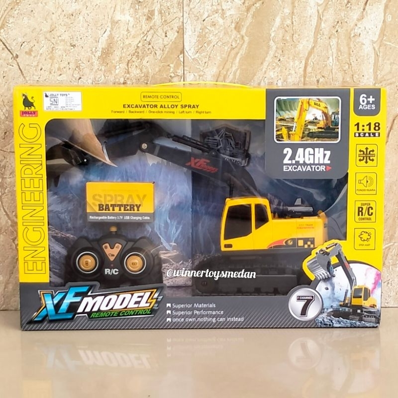 Mainan Excavator Spray Remote Control XF Model / Beko Rc / Engineering City Truck Excavator Rc (DGEH