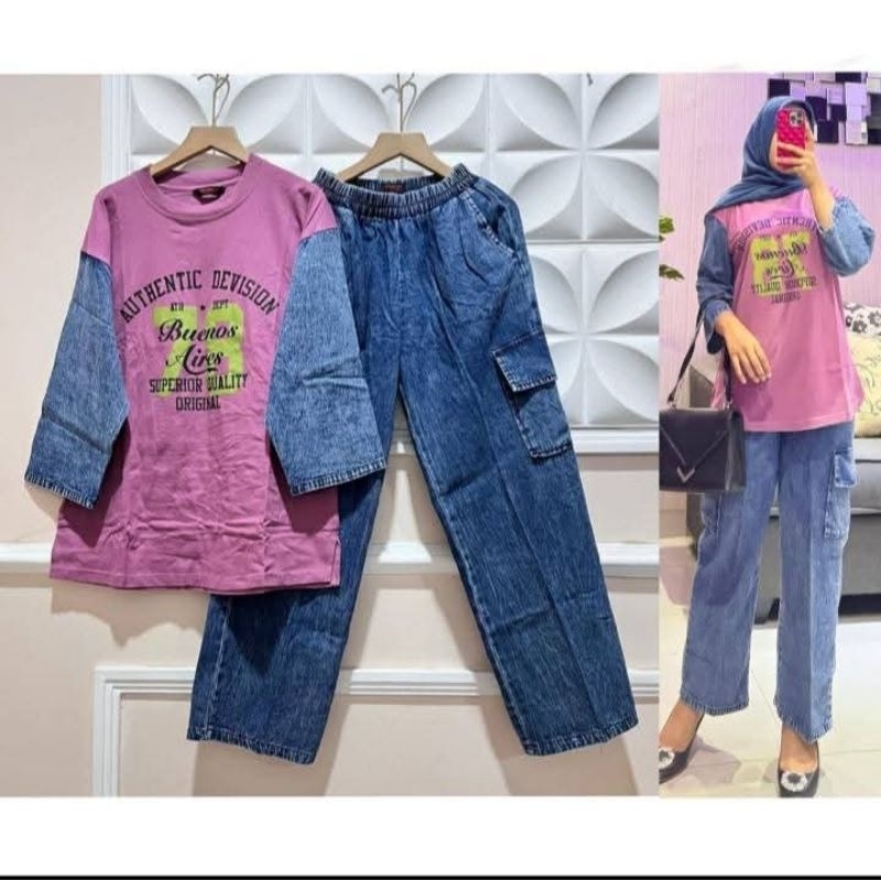 ONE SET JEANS CARGO // SET KAOS 87 BY JEVANNI