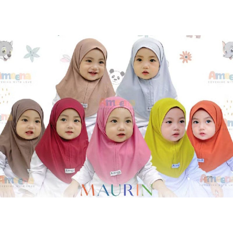 Termurah (Paket 8pcs) Hijab Bayi Balita i 0 6 12 Bulan Jilbab Anak 1 tahun Maurin Bahan Jersey - Ker