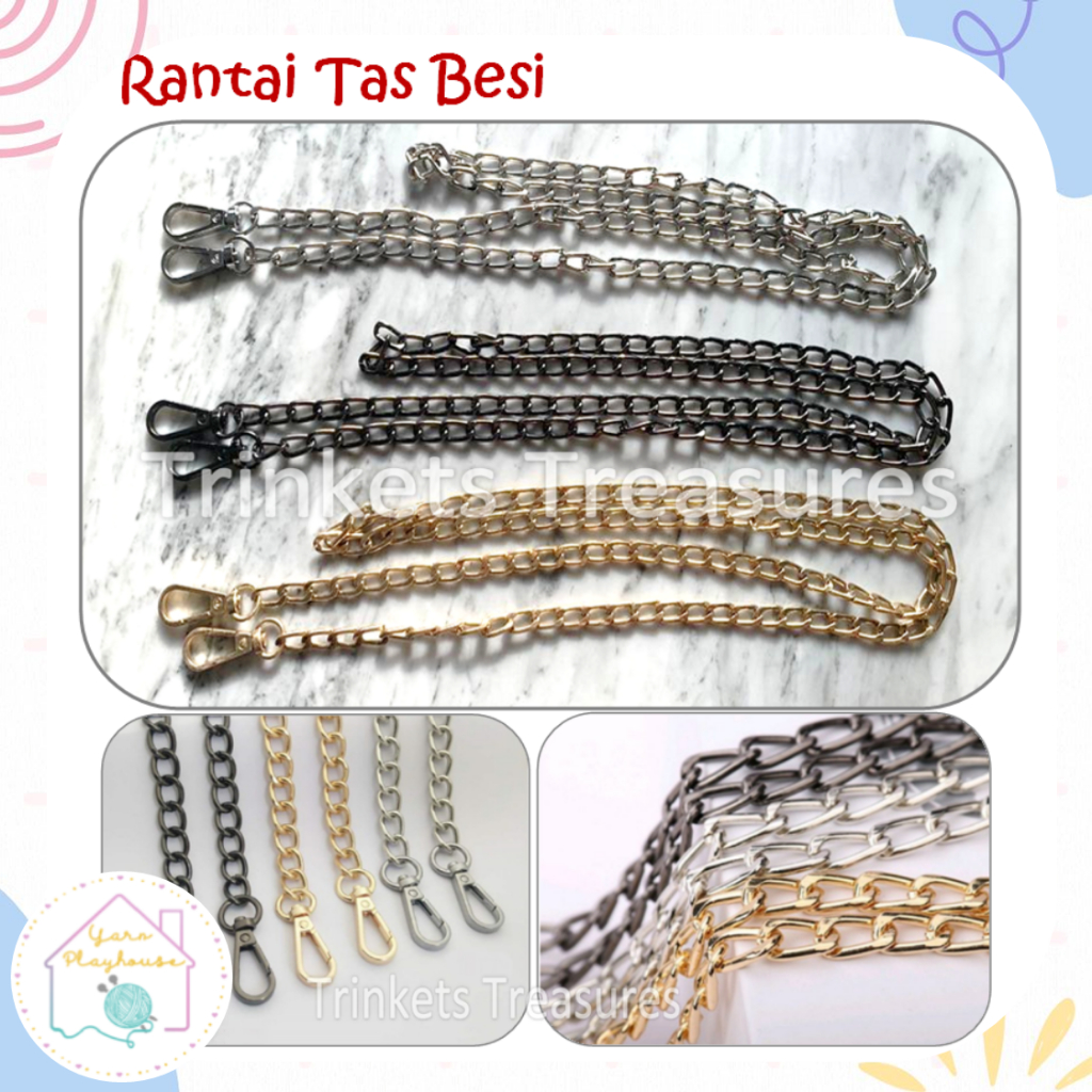 Tali Rantai tas besi tebal Strap Panjang 110 Cm import premium Tali Tas Rantai Besi Tepas Ada Pengai