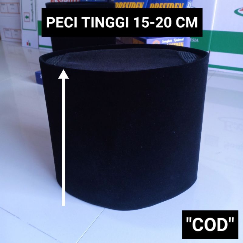 Peci TINGGI 15-20 cm, Songkok Sufi AC HITAM Tinggi 15-20 cm, Peci Unik Songkok Dewasa Kopiah SUFI Sa