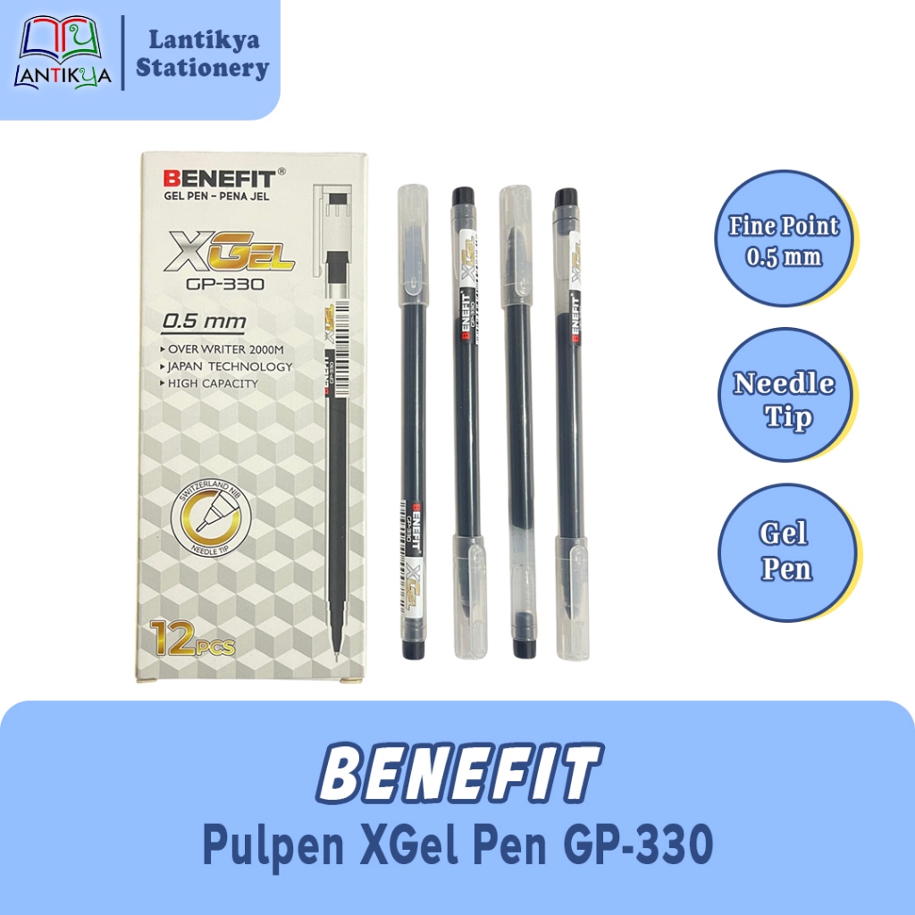 

Pulpen Gel Benefit XGEL Hitam GP 330/ Tinta lancar anti macet/ 1 PACK Isi 12 Pcs