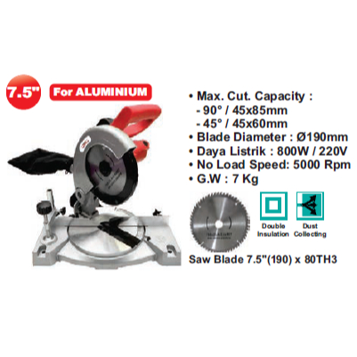 WIPRO Miter Saw Sliding 7.5 Inch WP92519 - Mitre Saw Gergaji UNTUK ALUMINIUM
