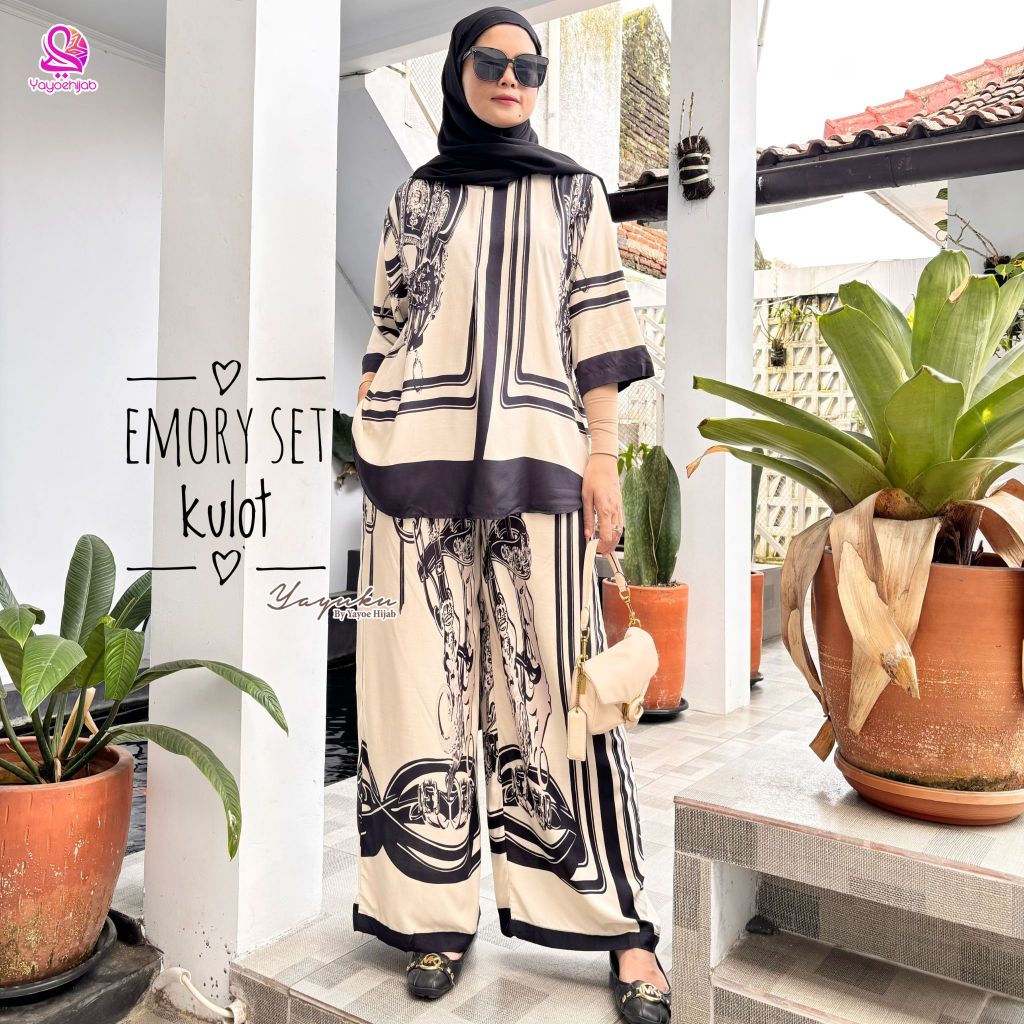 Emory Set Kulot Setelan Rayon Wanita Bahan Adem Lembut Premiun Terbaru Kekinian Daily Yayuku