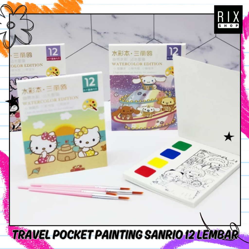 

RIX Buku Gambar Lukis Anak Karakter Sanrio - Pocket Painting Mewarnai Travelling