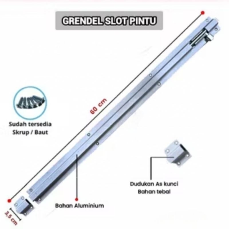 grendel slot pintu panjang 60cm(24inch)