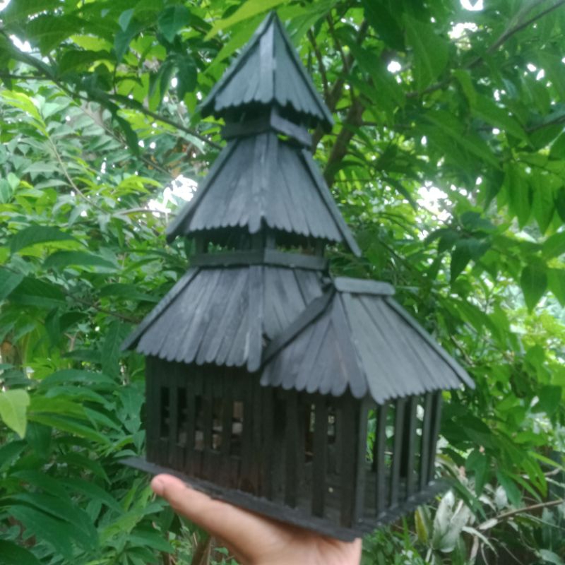 miniatur masjid agung Demak dari stik es krim dengan cat bisa request warna