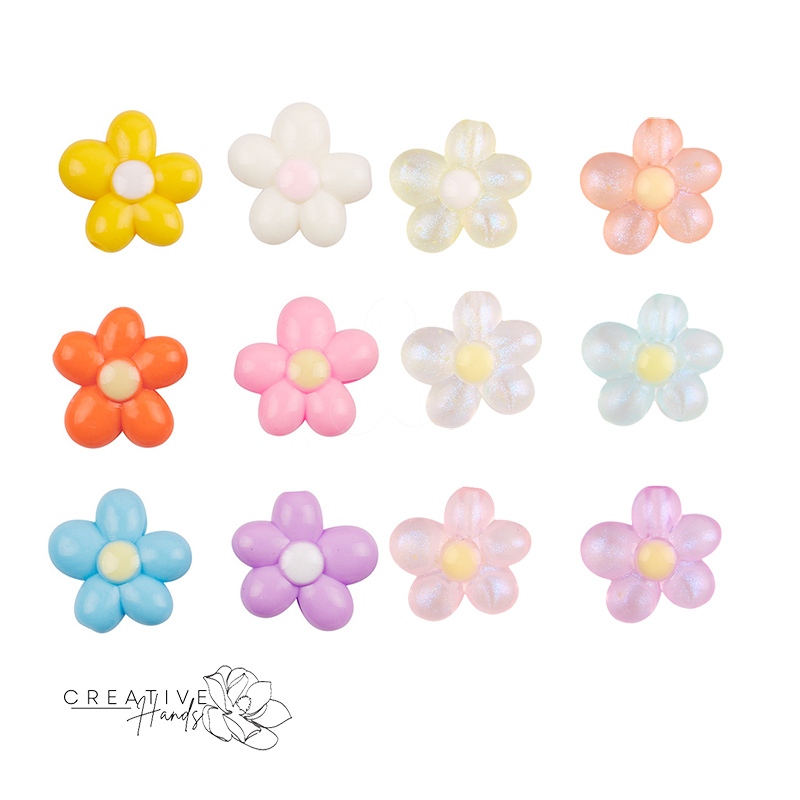 Lima Kelopak Bunga Aster Kecil Akrilik Bercahaya Sudut Bulat Lubang Lurus Aksesoris Diy