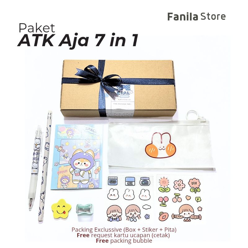 

[PRE ORDER 3 HARI] Paket ATK aja 7 in 1 FREE exclusive packaging alat tulis anak dan remaja lucu dan menggemaskan