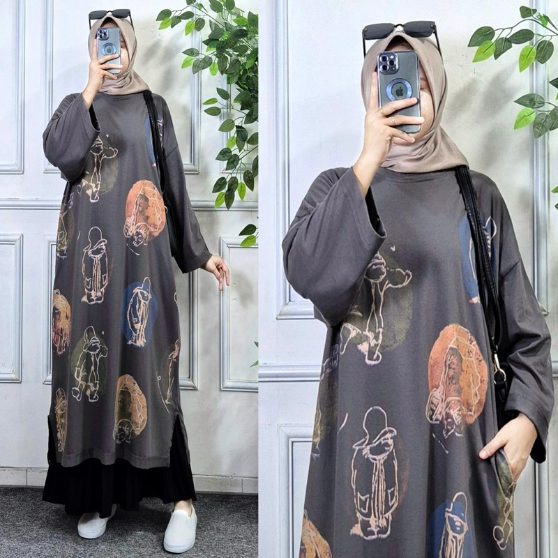 tunik midi kaos combad 7/8