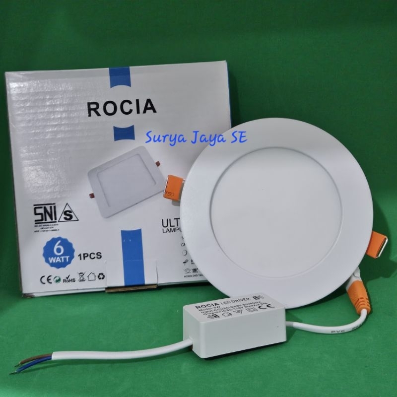 Inbow Lampu LED Panel Downlight Bulat 6 Watt Cahaya Putih Rocia