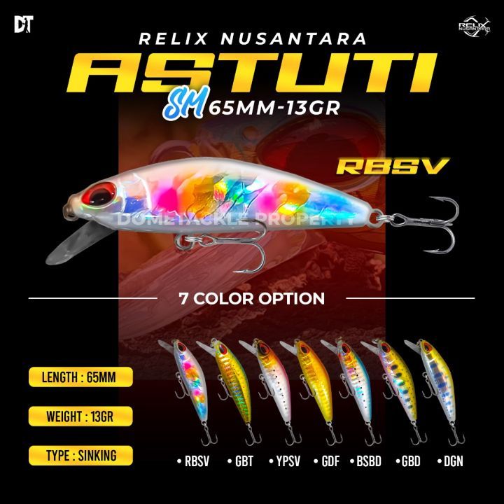 Relix Nusantara Astuti SM Sinking Tenggelam Ultralight Casting BSBD GDF GBD DGN RBSV GBT 65 mm 13 gr