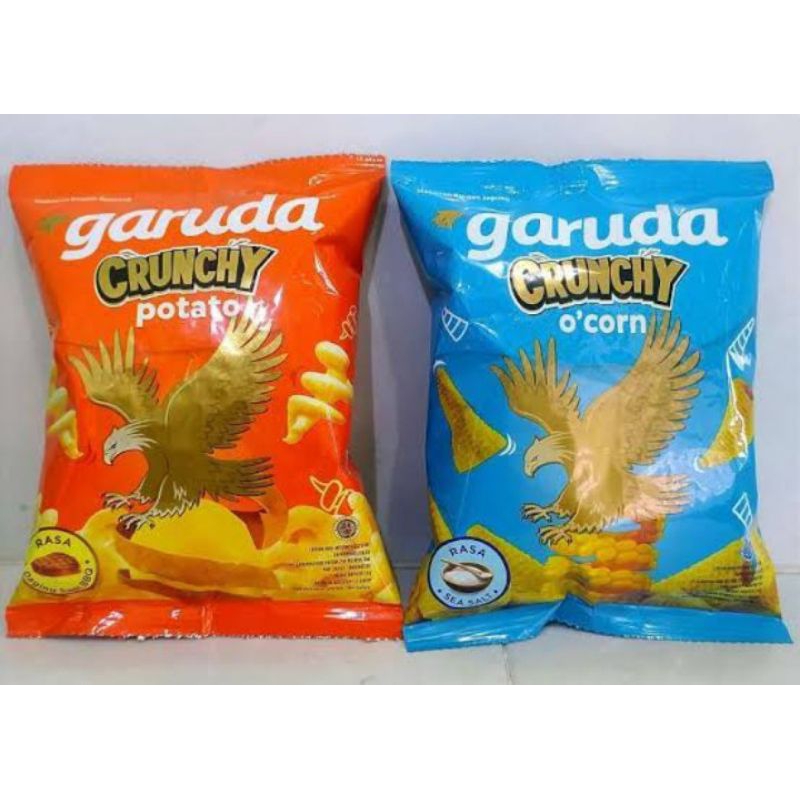 

GARUDA O'CORN CRUNCHY SEA SALT/GARUDA CRUNCHY POTATO BBQ (1 RENCENG)