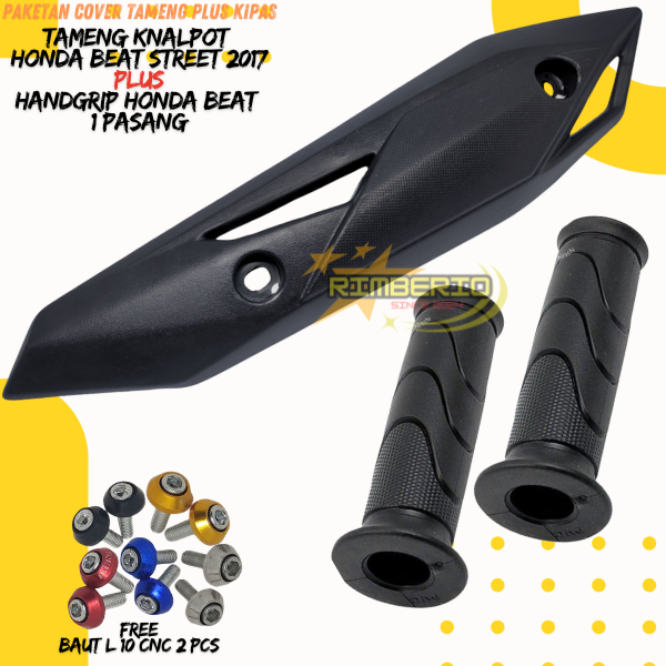 Paket Tutup Tameng Knalpot Honda Beat Street Tahun 2017-2019 Plus Handgrip Beat Free Baut L10 Cnc