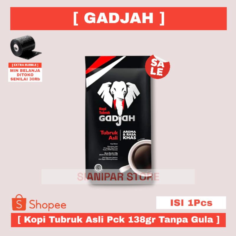 

GADJAH Kopi Tubruk Asli Pck 138gr Tanpa Gula