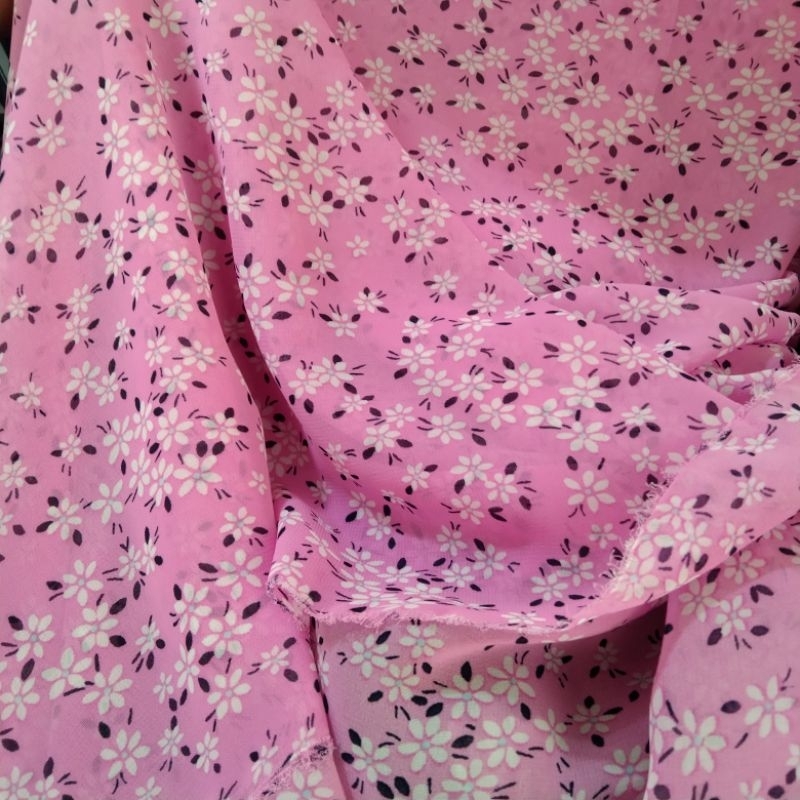 Kain sifon premium | Harga/0,5m | bahan sifon motif bunga | bahan sifon motif | kain sifon motif ...