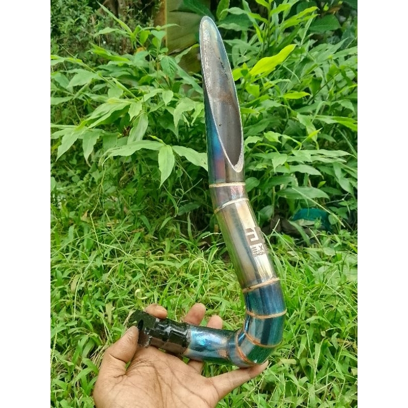 knalpot model Thailand exed type bambu runcing biruan  untuk mesin sprayer TU26 / mesin pemotong rum
