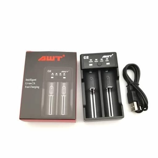 Charger Battery AWT C2 2 Slot AA 18650 / Casan Baterai AWT C2 2A Charger Baterai 18650 Cas Baterai