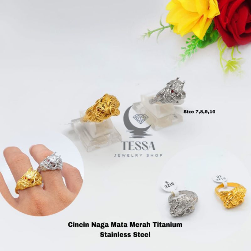 Cincin Pria Motif Naga/ Cincin Terbuka Adjustable Naga Dragon /Cincin Naga Titanium