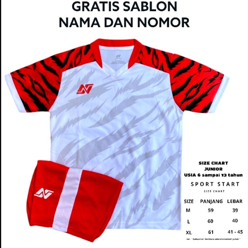 GRATIS CUSTOM SABLON NAMA DAN NOMOR 1 Setel Jersey Olahraga Anak Baju Bola Jersey Futsal Bola Takraw
