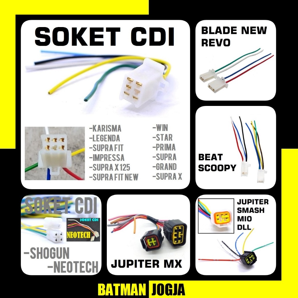 SOKET CDI UNIVERSAL MOTOR grand shogun tiger revo blade jupiter mx mio jupiter beat scoopy supra x 1
