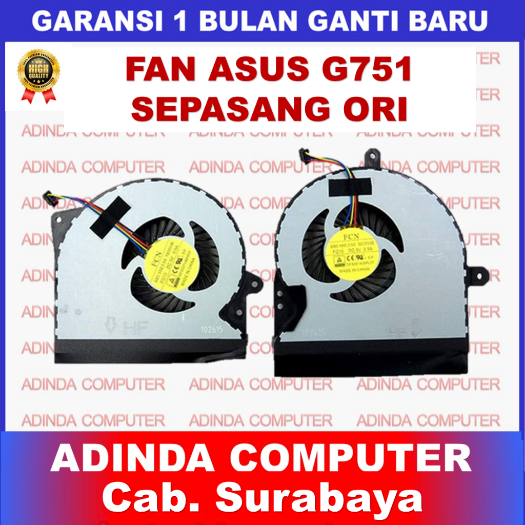 Fan Asus ROG G751 G751J G751JL G751JM G751JT G751JY G751JZ G751M Sepasang