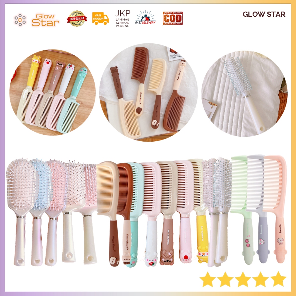 Sisir rambut Lucu cat rambut catokan pelurus rambut pelurus rambut Catok motif Hair Comb Korean Styl