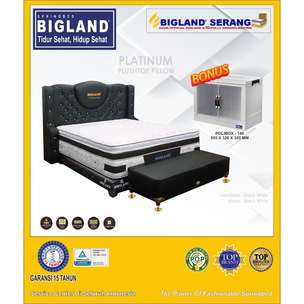 BIGLAND - SPRINGBED PLATINUM PLUSHTOP PILLOWTOP KASUR BIGLAND