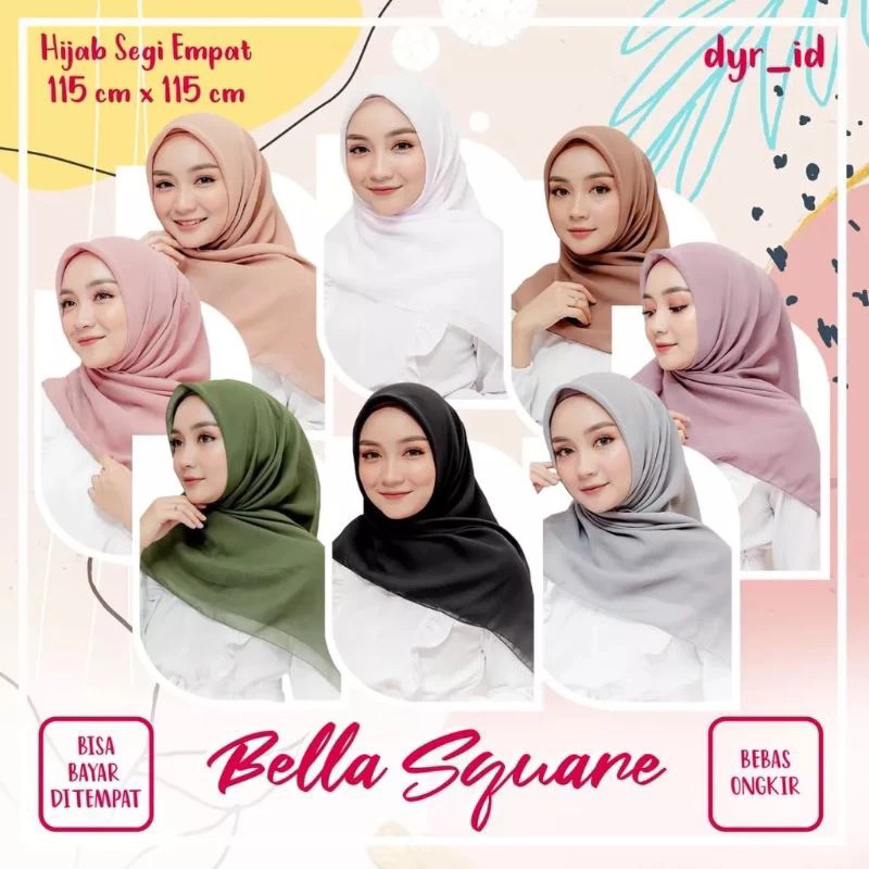 Bella Square Premium Hijab Segi Empat Banyak warna Jilbab Bella Square Kerudung bella square