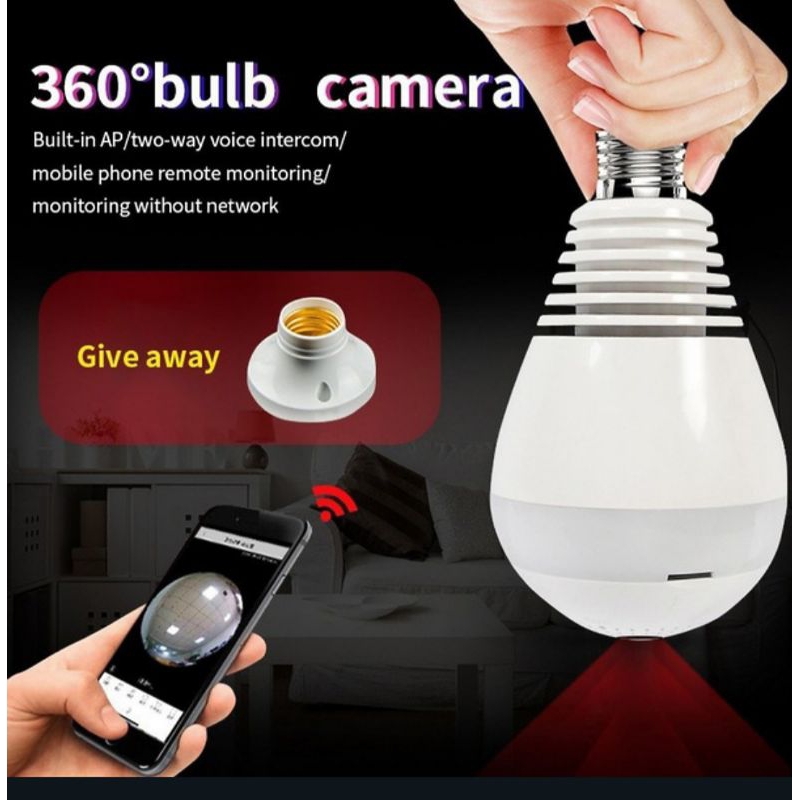cctv bohlam lampu fish eye IP cam camera 8mp