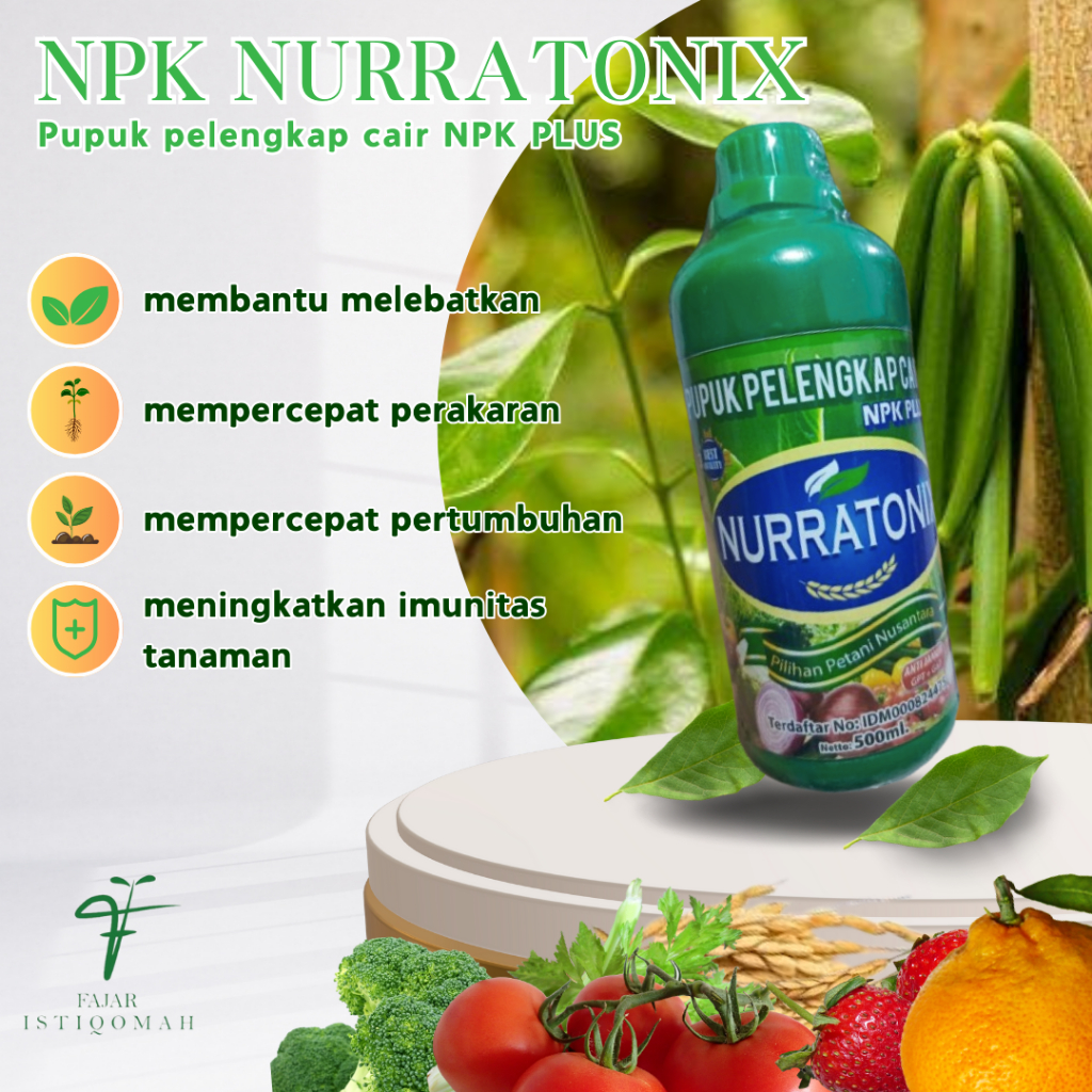 PUPUK PELENGKAP CAIR NPK PLUS ANTI JAMUR ZPT + GA7 NURRATONIX MENYUBURKAN VANILI ISI 500ML
