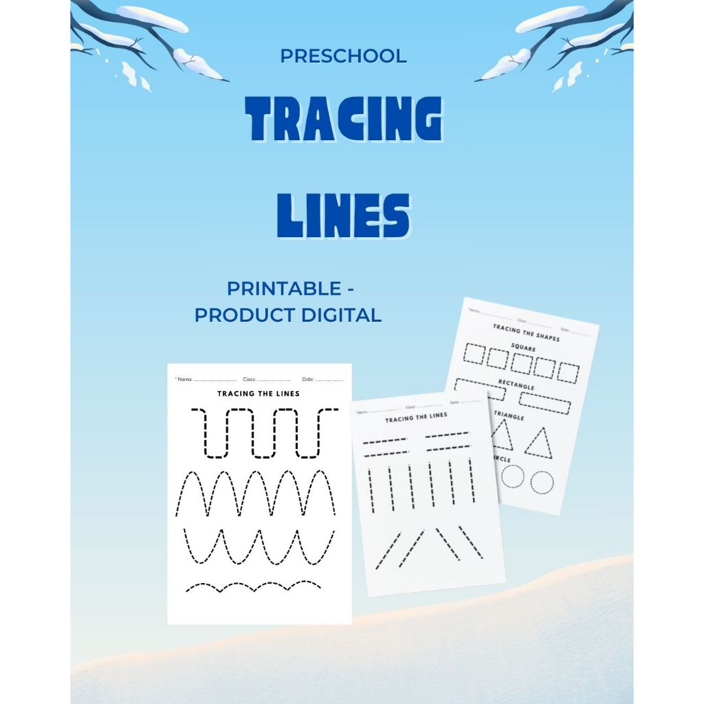 worksheet Tracing line / Printable  / belajar tarik garis / PAUD TK
