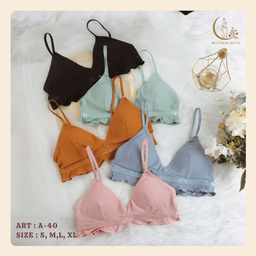 PAKET HEMAT 3PCS Bra Bikini Fashion Import BH Wanita Cup Motif Renda Ruffle Tali Kecil A-40