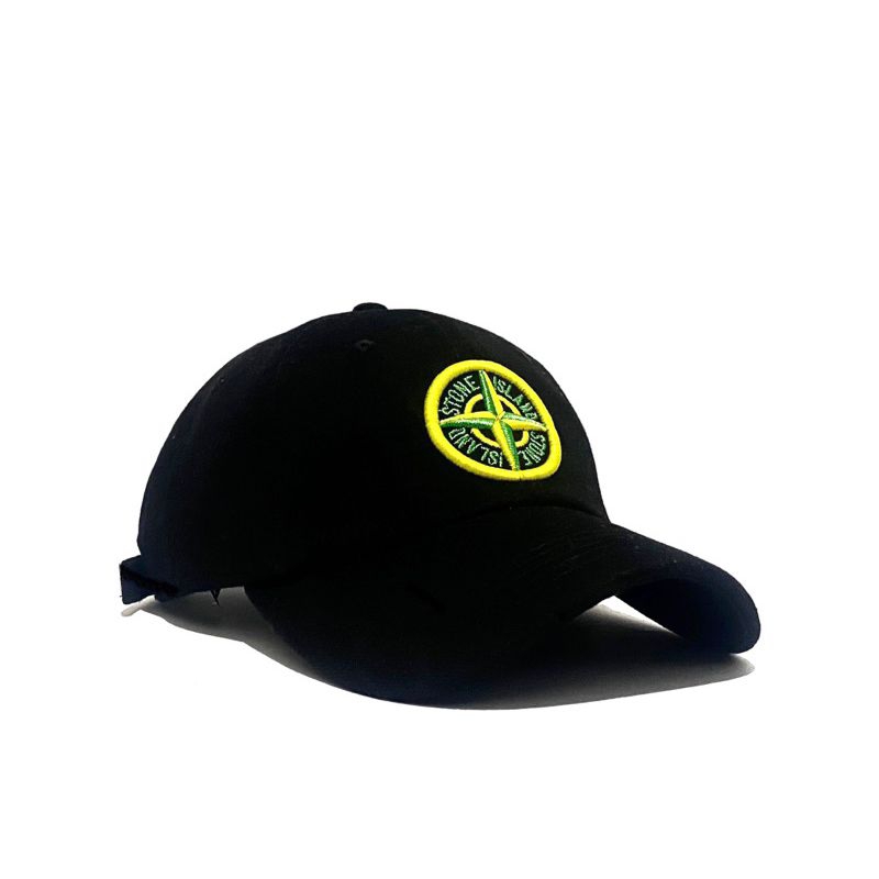 Topi Caps Baseball Stone Island Premium/TOPI CAPS STONE ISLAND FULL BLACK ORIGINAL AUTHENTIC/Topi St