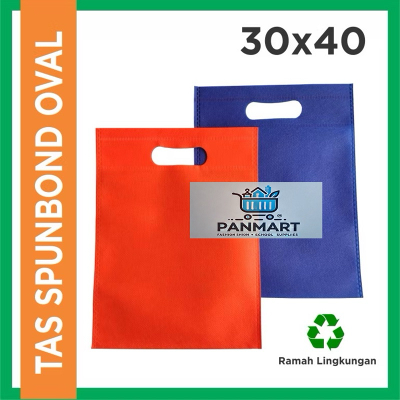 

goodie bag tas spunbond oval 30x40 tas press,dcut ,plong