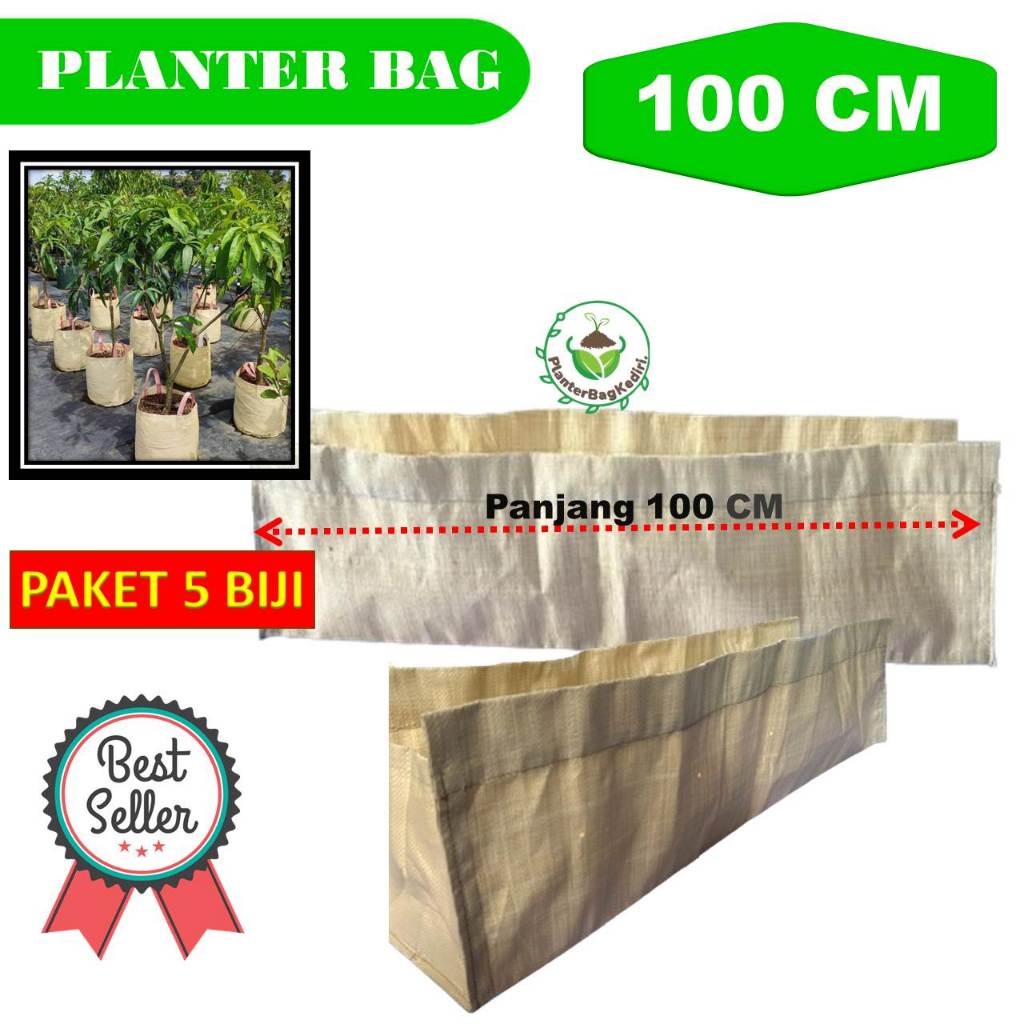 HEDGE planter bag paket 5biji panjang 100 x 20 x 20 cm pot sayuran & bunga bahan tebal kuat tahunan