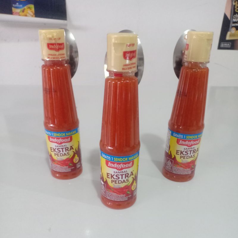 

INDOFOOD SAMBAL EXTRA PEDAS BOTOL 135 ML ( gratis sendok makan )