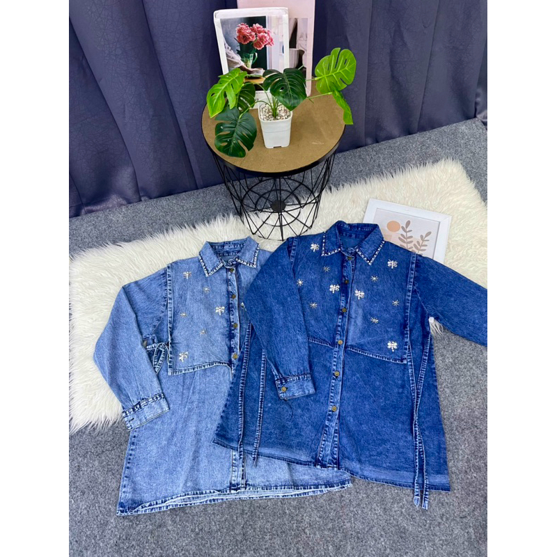 KEMEJA BLOUSE JEANS Atasan Wanita Dewasa