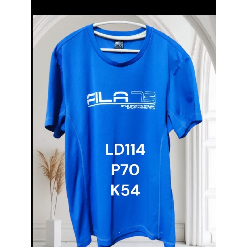 25.kaos Fila biru pendek kaos krah merah