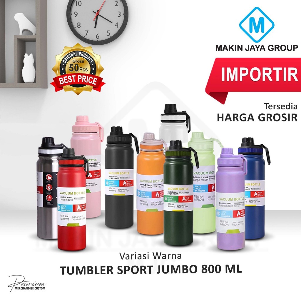 MJG GROSIR Botol Minum Termos Stainless Steel TUMBLER SPORT JUMBO 800ML - MJG8055IMPORTIR TUMBLER
