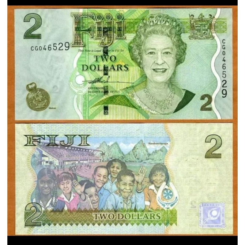 Fiji 2 Dollars Queen Elizabeth UNC