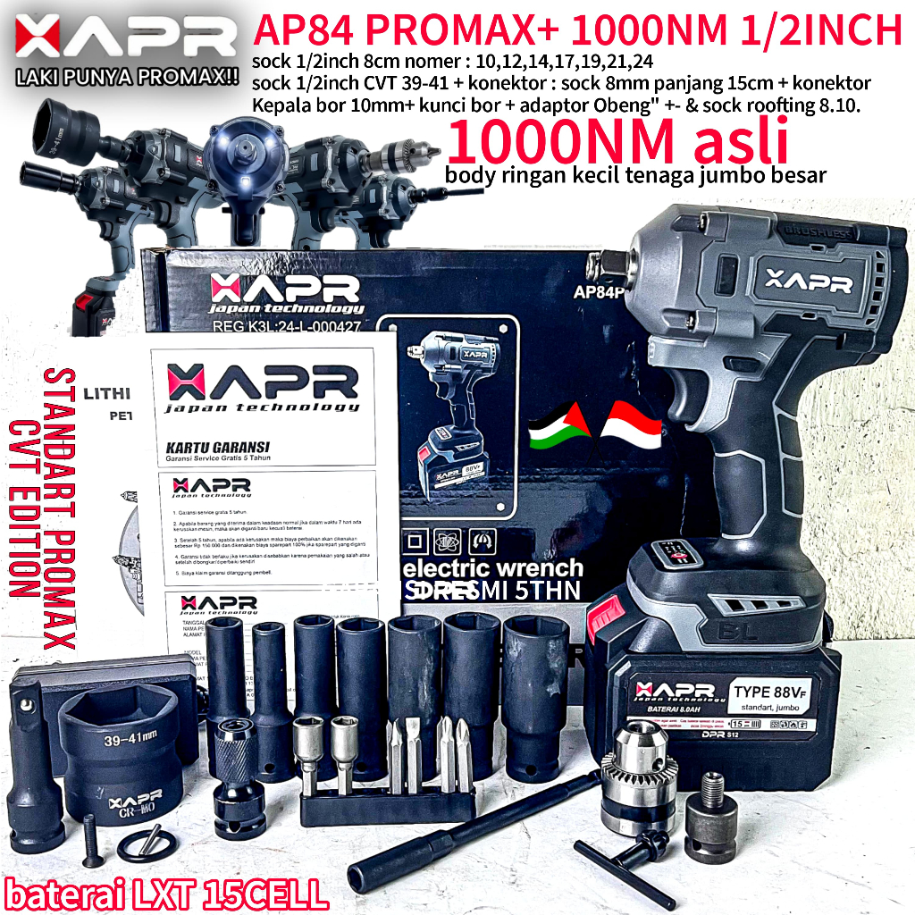 APR AP84PROMAX+  mobil impact wrench IMPEK IMPACT BOR BUKA BAUT 1000NM