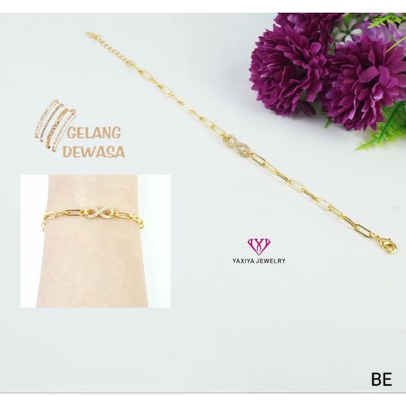 gelang rantai paperclip infinity lapis emas yaxiya