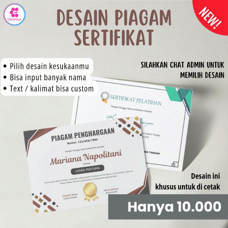 

Desain Piagam Sertifikat Murah dan Menarik