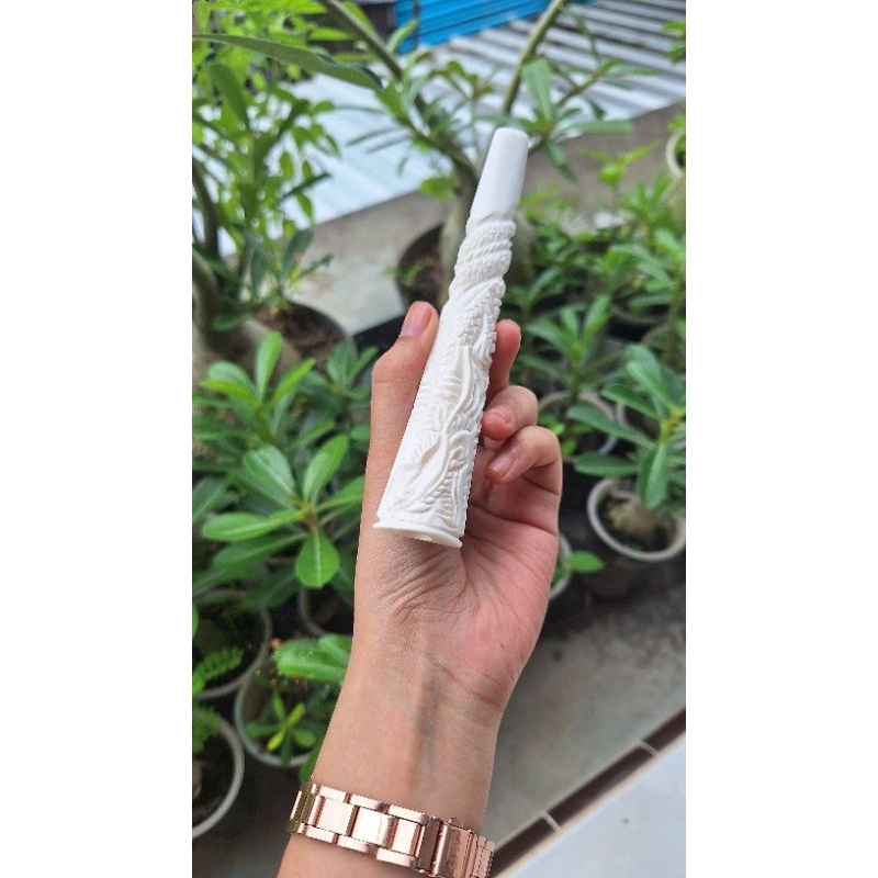 Once pipa cangklong Tulang sapi ukir naga super putih