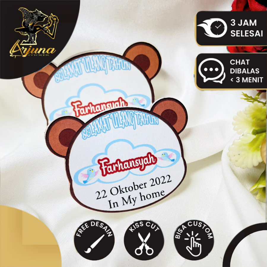 

4-8 Sticker Ulang Tahun Custom Karakter Stiker Label Ultah Anak Bulat Stiker Perlengkapan Ulang Taun